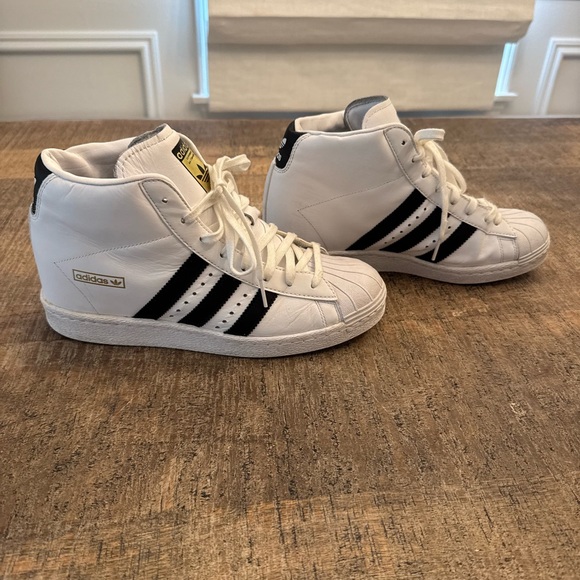 Adidas White and Black High-Top Platform Sneakers - Picture 2 of 4